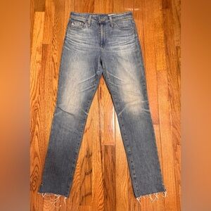 AG Aged Denim Distressed Blue Jeans Women 26 Reg Straight Leg